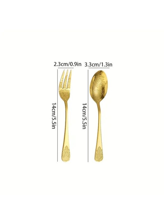 8 Piece Stainless Steel Cutlery Set Golden Mirror Polished Dishwasher Safe - Image 3
